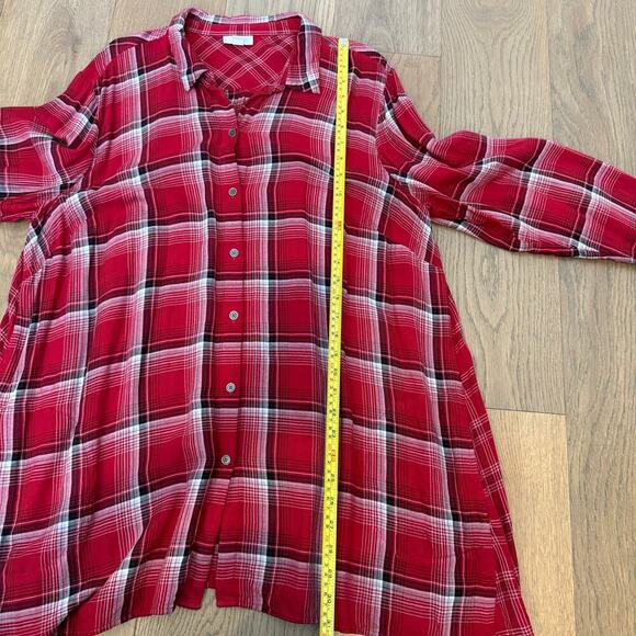 J.Jill Red Plaid Button Down Tunic Top‎ XL - Picture 9 of 9